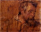 Sir Antony Van Dyck Canvas Paintings - Profile Study Of A Bearded Old Man